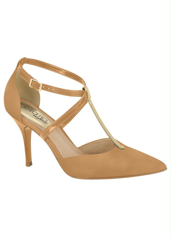 Beira Rio - Scarpin com Detalhe de Tira Caramelo Beira Rio
