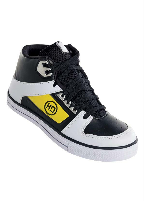 Perfecta - Tênis Cano Alto Preto, Branco e Amarelo