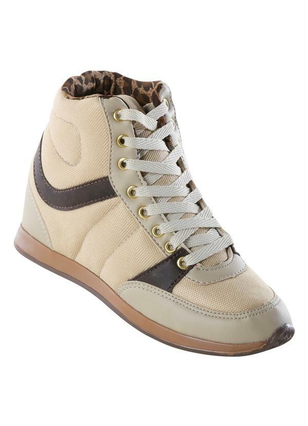 Perfecta - Sneaker Bege e Marrom com Forro Estampado