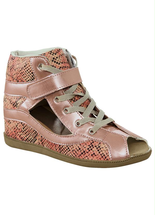 Outlet - Sneaker Vazado com Estampa de Cobra Rosa