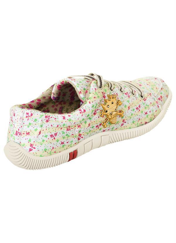 Moda Pop - Tênis com Caveira na Lateral Floral Amarelo 2
