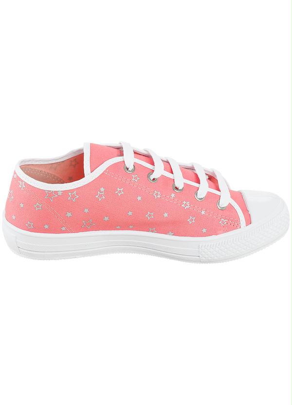 Outlet - Tênis com Estampa de Estrelas Rosa Flúor 3