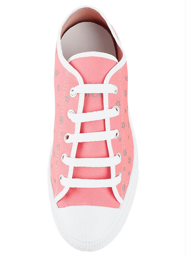Outlet - Tênis com Estampa de Estrelas Rosa Flúor 4