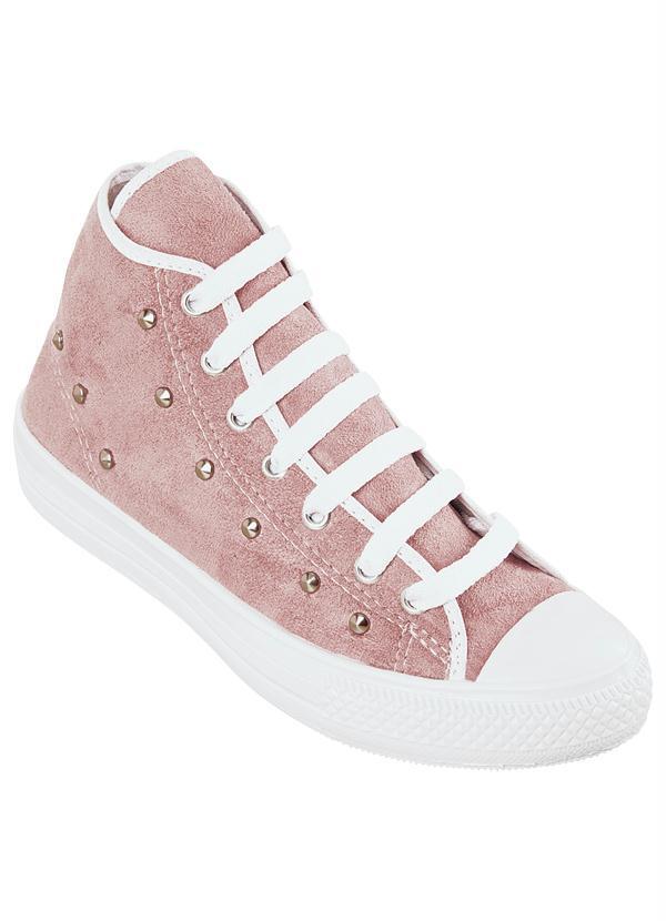 Outlet - Tênis com Spikes Cano Alto Rosa
