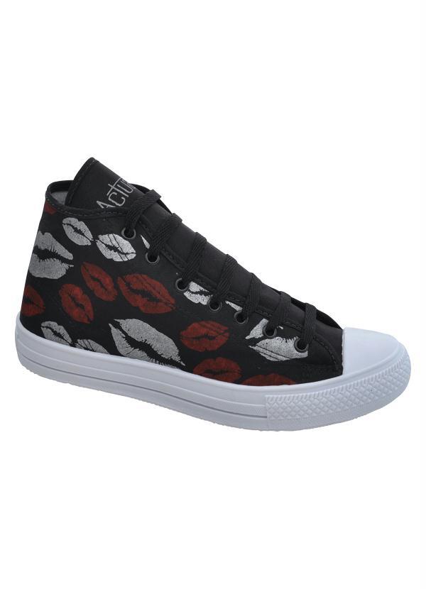Outlet - Tênis Feminino Cano Alto Preto
