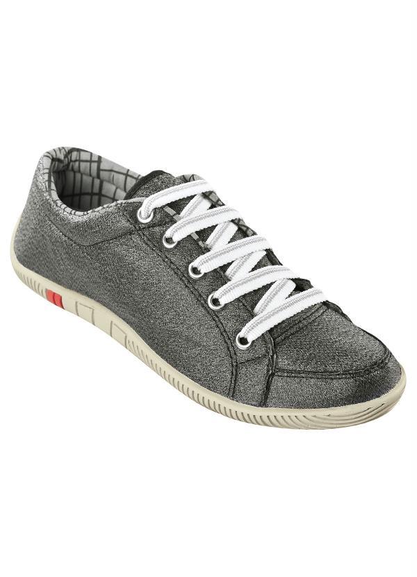 Outlet - Tênis Feminino Preto com Efeitos de Brilho