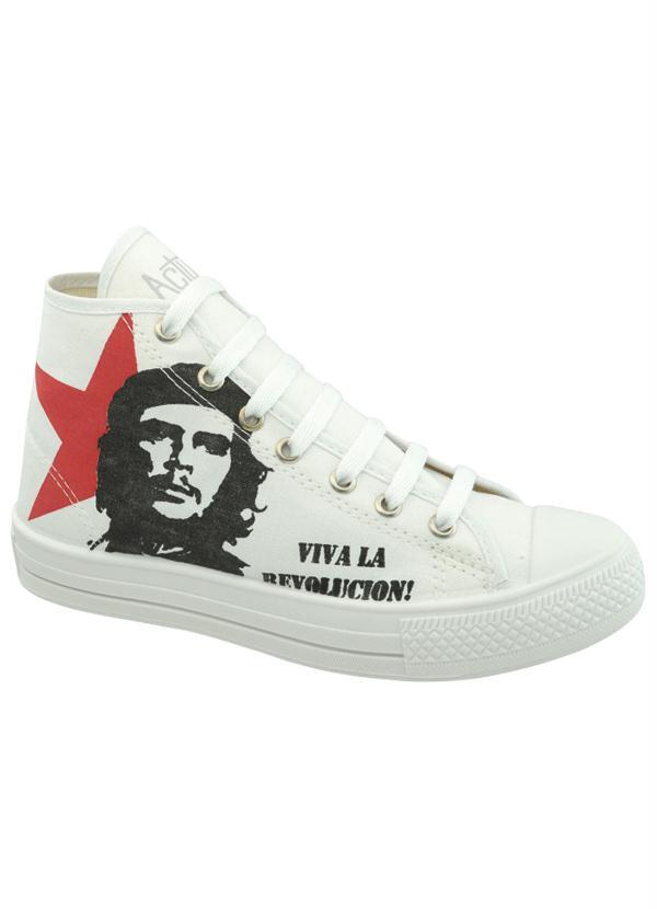 Tênis Branco Cano Alto com Estampa Che Guevara - Moda Pop
