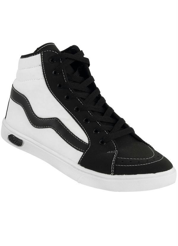 Outlet - Tênis Cano Alto Masculino Preto e Branco