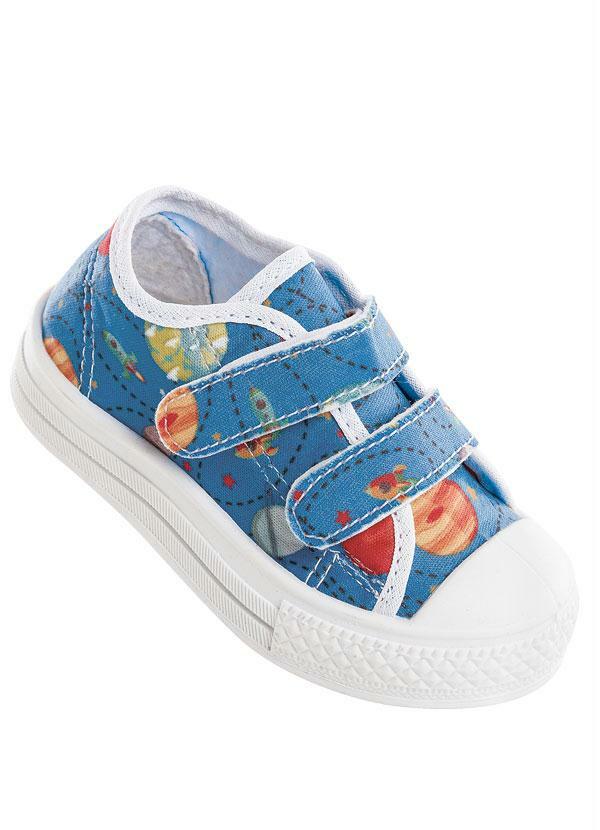 Outlet - Tênis Bebê Masculino Azul e Estampado