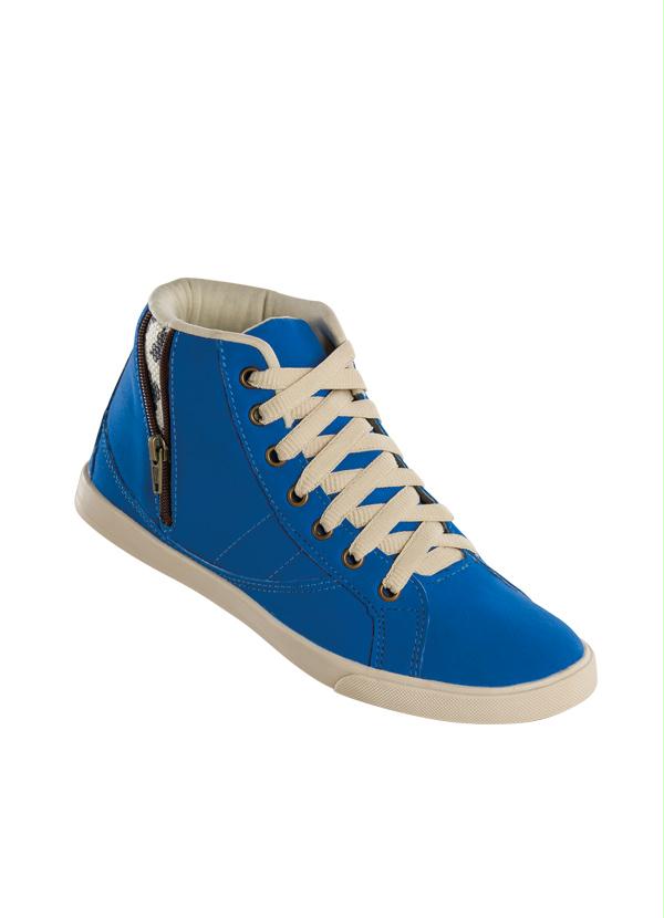 Outlet - Tênis Cano Médio com Zíper Azul