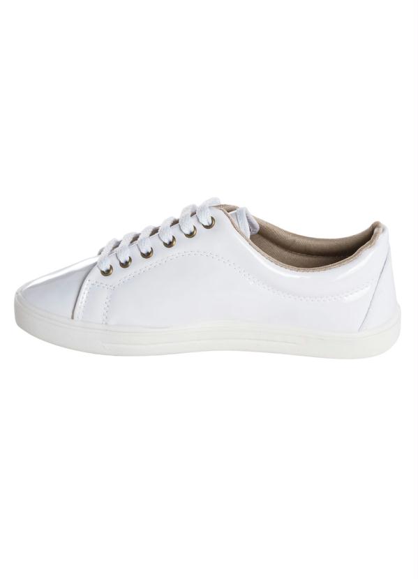 Outlet - Tênis Casual Envernizado Branco 3