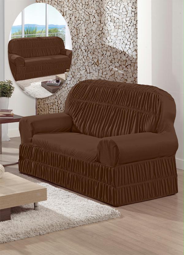 Lar e Lazer - Capa para Sofá 2 e 3 Lugares Chocolate 2 Peças