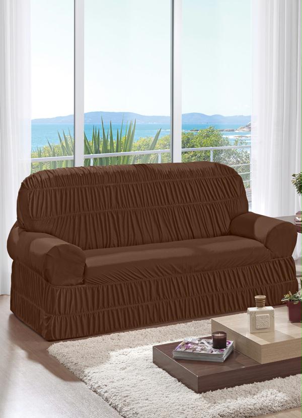 Lar e Lazer - Capa para Sofá 2 e 3 Lugares Chocolate 2 Peças 2