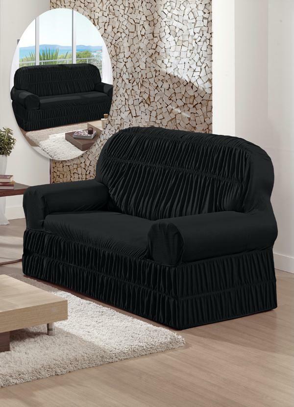 Lar e Lazer - Capa para Sofá 2 e 3 Lugares Preta 2 Peças