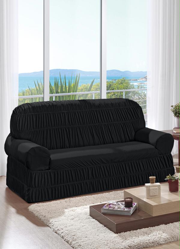 Lar e Lazer - Capa para Sofá 2 e 3 Lugares Preta 2 Peças 2