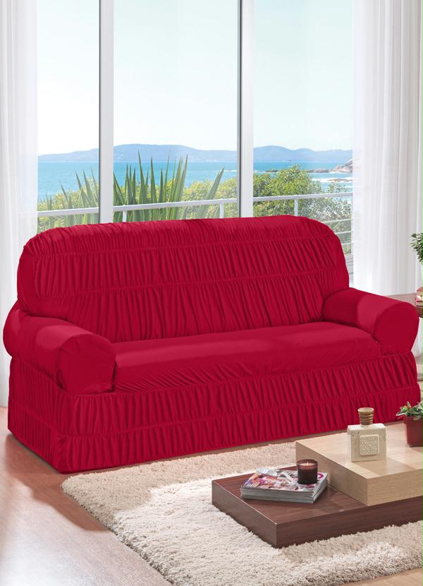 Lar e Lazer - Capa para Sofá 2 e 3 Lugares Vermelha 2 Peças 2