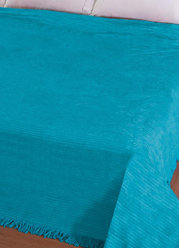 Jolitex - Colcha Chenille Lisa Azul Casal 1 Peça 2