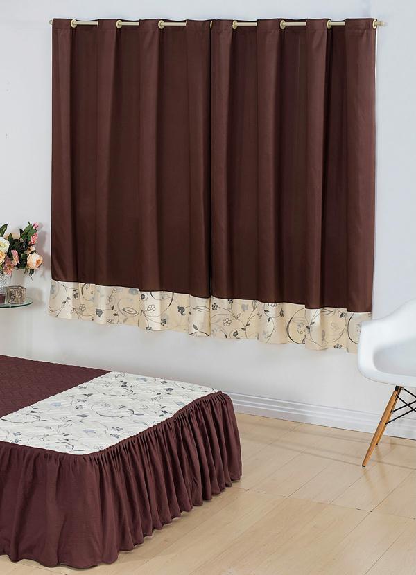 Lar e Lazer - Cortina 140 X 200 cm Marrom e Bege