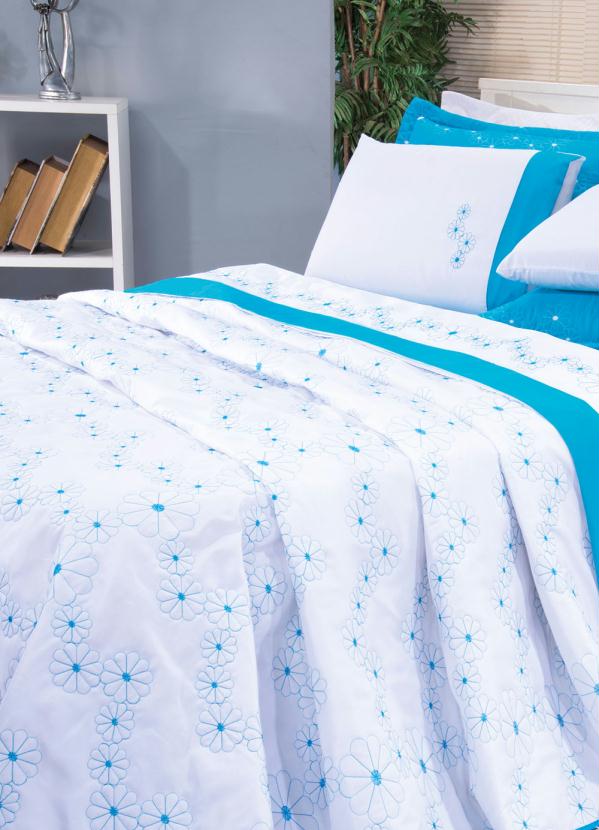 Lar e Lazer - Jogo de Cobre Leito Azul Casal 3 Peças