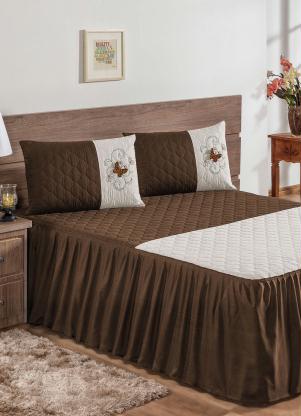 Lar e Lazer - Jogo de Colcha Tabaco Casal 3 Peças - LAR E LAZER