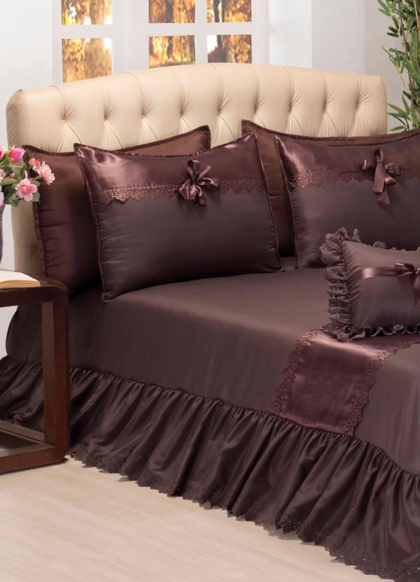 Lar e Lazer - Jogo de Colcha Tabaco Casal 5 Peças