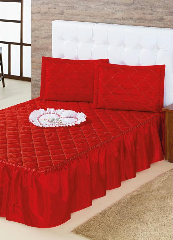 Lar e Lazer - Jogo de Colcha Vermelha Casal 3 Peças