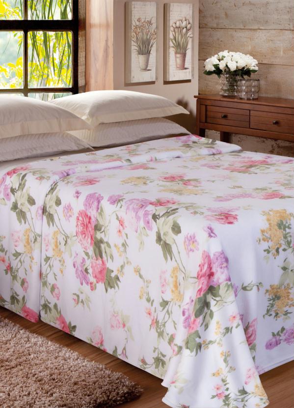 Mundo Lar - Manta Floral Branca Casal 1 Peça 1