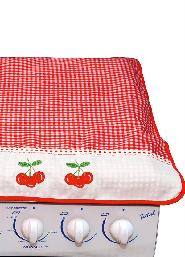 Lar e Lazer - Capa para Fogão de 4 Bocas Branca e Vermelha 2