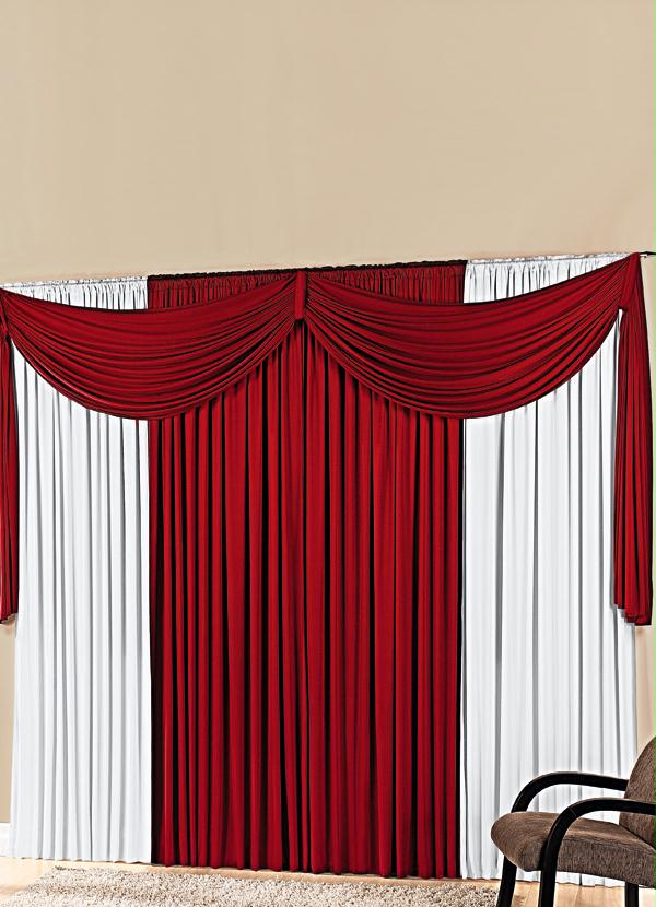 Lar e Lazer - Cortina com Bandô Vermelha 300x170 cm