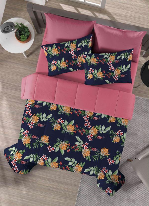 Lar e Lazer - Edredom Casal Floral em Malha Flanelado 1 Peça 1