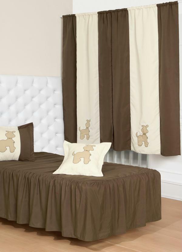 Lar e Lazer - Cortina Cachorrinho Bege e Marrom 2