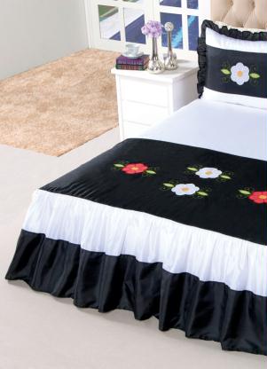 Lar e Lazer - Jogo de Colcha Preta e Branca Casal 3 Peças - LAR E LAZER