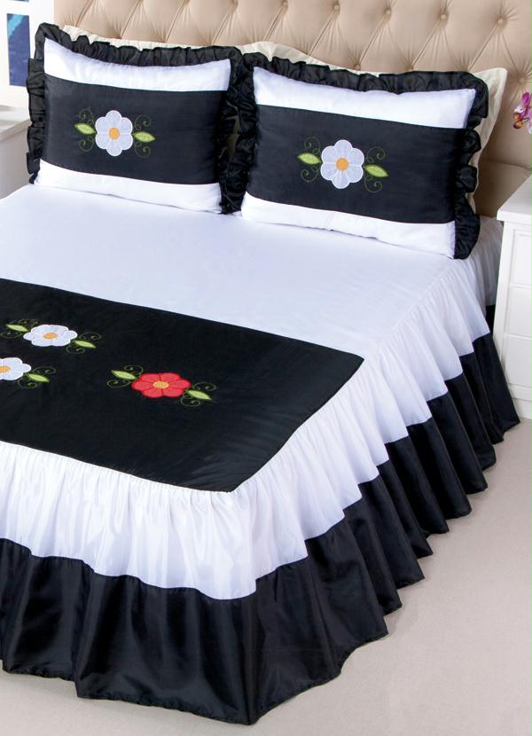 Lar e Lazer - Jogo de Colcha Preta e Branca Casal 3 Peças 2