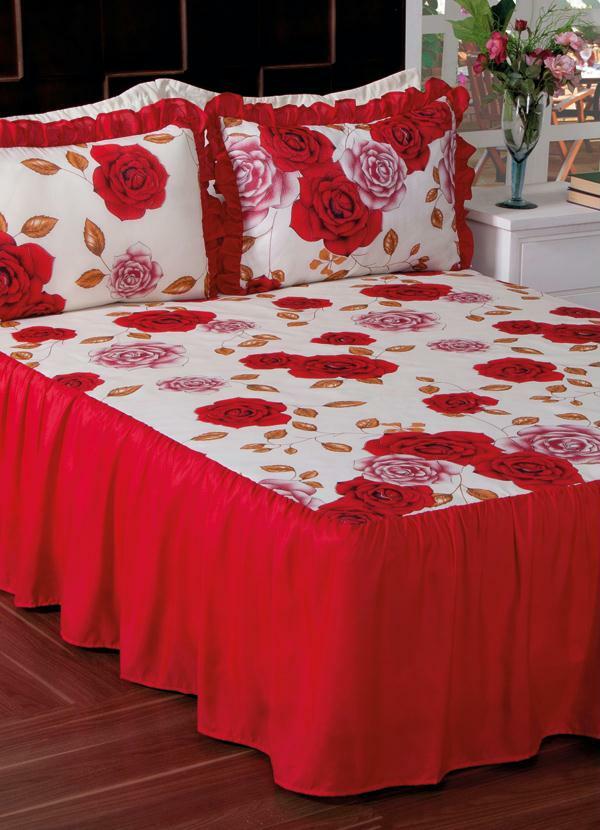 Lar e Lazer - Jogo de Colcha Vermelha Casal 3 Peças