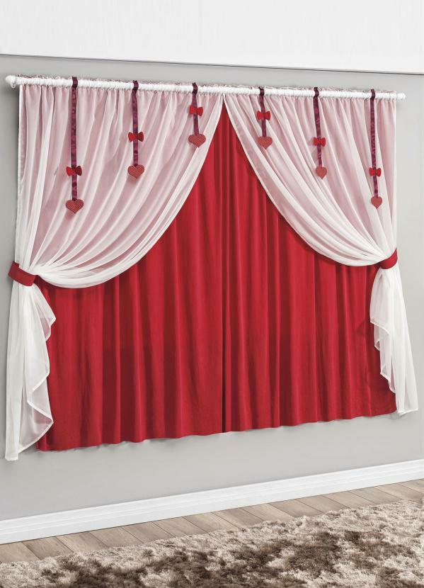 Lar e Lazer - Cortina Catarina Vermelha 200x170 cm