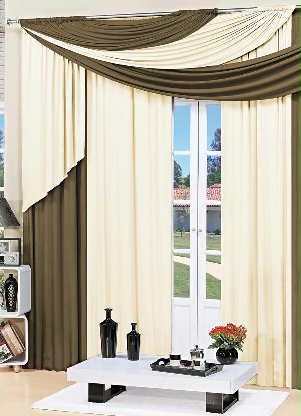 Lar e Lazer - Cortina com Bandô Bege e Musgo 2m