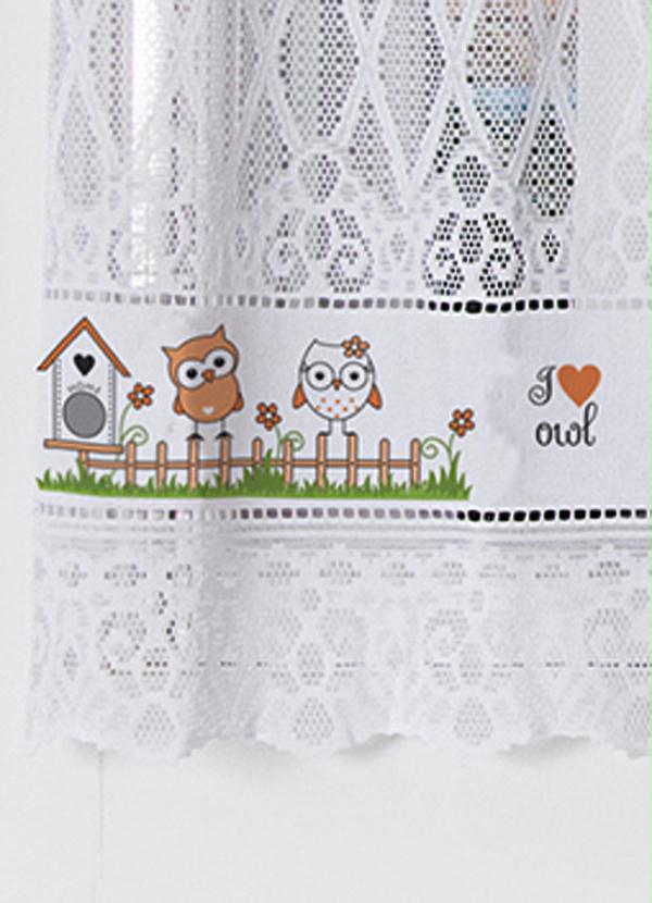 Lar e Lazer - Cortina de Renda Corujinhas Branca 2