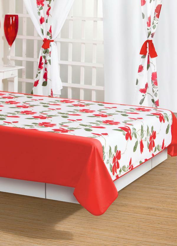 Lar e Lazer - Cortina de Varão Estampada Floral Branca