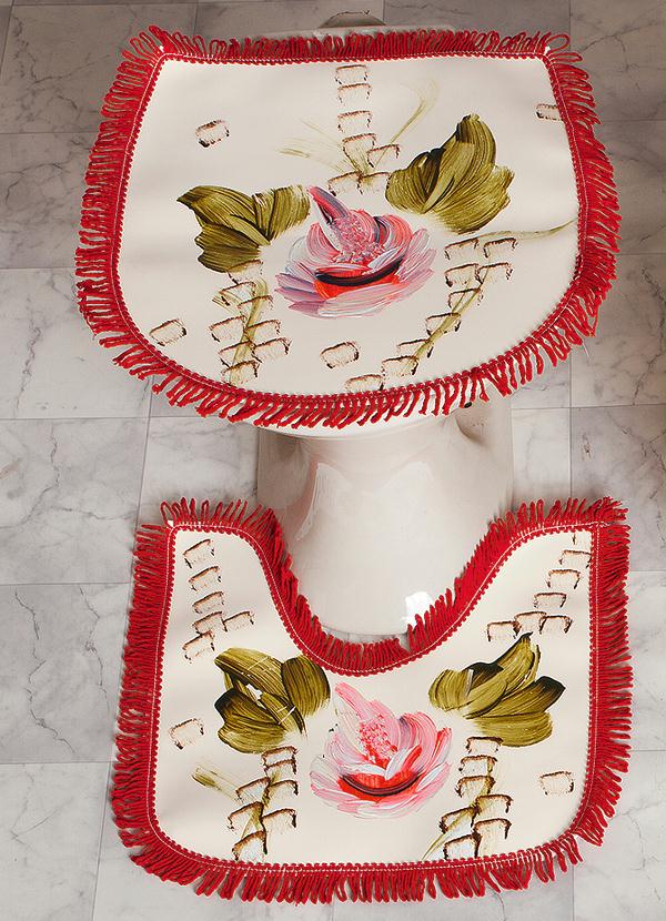 Lar e Lazer - Jogo de Tapete para Banheiro com Franjas