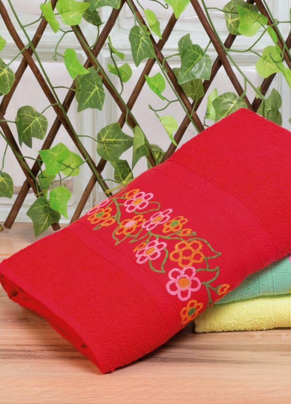 Lar e Lazer - Toalha de Banho Vermelha com Barrado 1 Peça