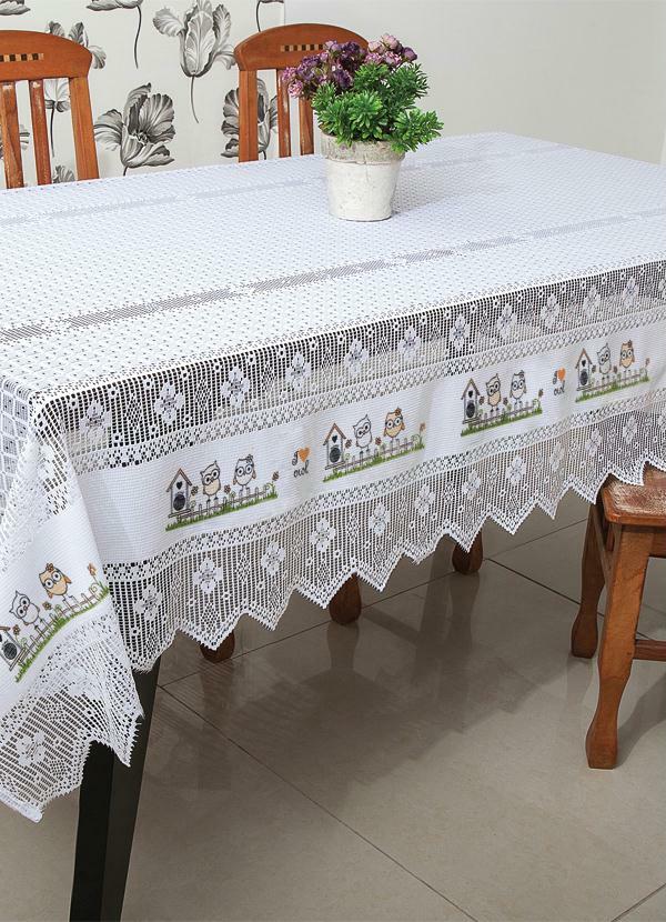 Lar e Lazer - Toalha de Mesa Retangular em Renda Branca