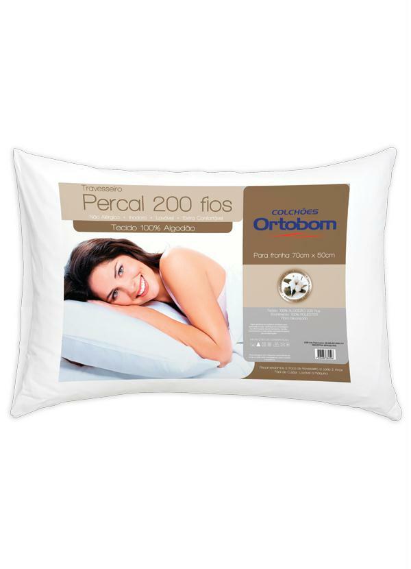Lar e Lazer - Travesseiro Percal 200 Fios 70 X 50 cm Ortobom