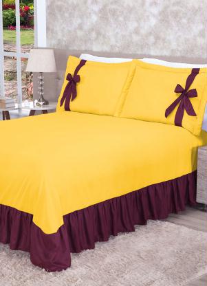 Lar e Lazer - Jogo de Cobre Leito Amarelo Casal 3 Peças - LAR E LAZER