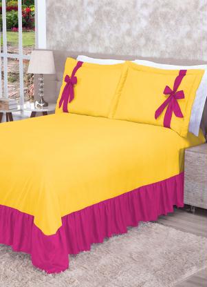 Lar e Lazer - Jogo de Cobre Leito Amarelo Casal 3 Pecas - LAR E LAZER