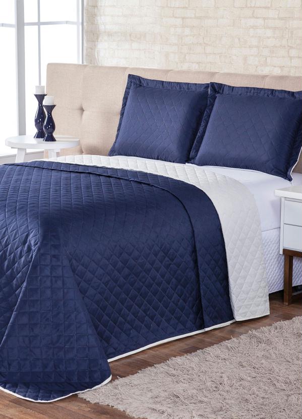 Lar e Lazer - Jogo de Cobre Leito Azul Casal 3 Peças