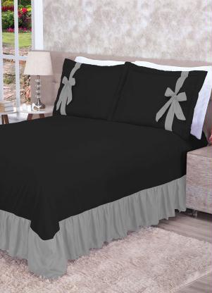 Lar e Lazer - Jogo de Cobre Leito Preto Casal 3 Pecas - LAR E LAZER