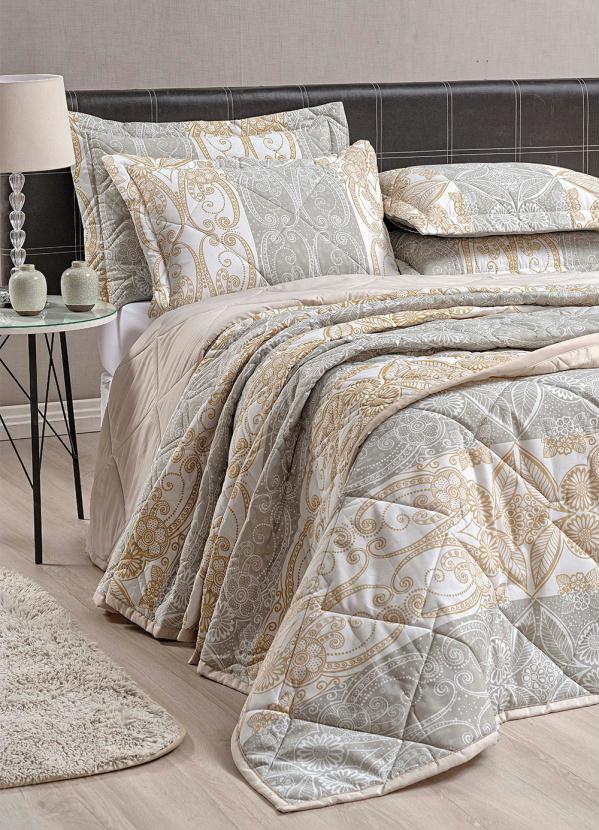 Lar e Lazer - Jogo de Cobre Leito Bege Queen 3 Peças