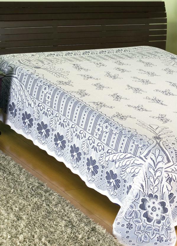 Lar e Lazer - Colcha Floral Rendada Casal 1 Peça