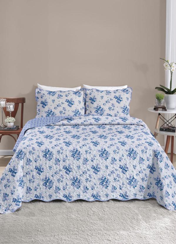 Santista - Jogo de Colcha Bouti Azul Casal 3 Peças 2