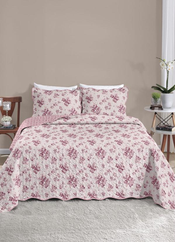 Santista - Jogo de Colcha Bouti Rosa Casal 3 Peças 2